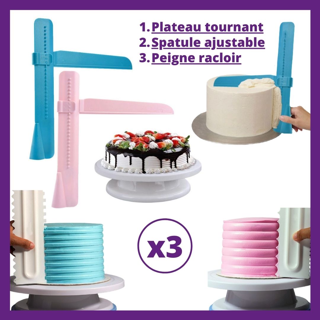 Plateau tournant + Spatule ajustable + Peigne racloir – COOK FIRST®