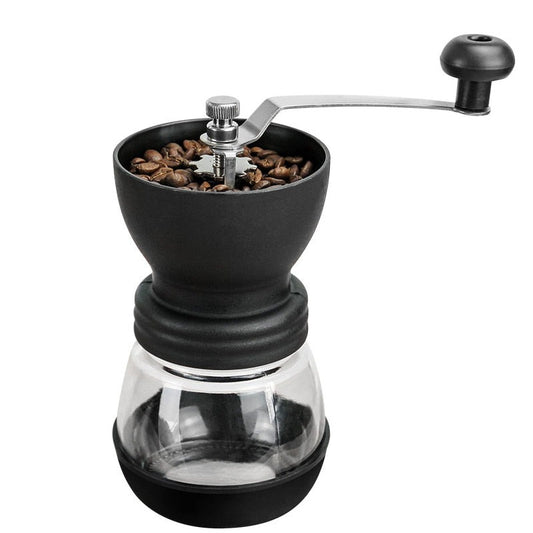 DMWD Handkurbel-Kaffeemühle, manueller Mini-Kaffeebohnen-Pulverisierer, für Küche, Samen, Café, Gewürzmahlmaschine, Keramikgratmühle