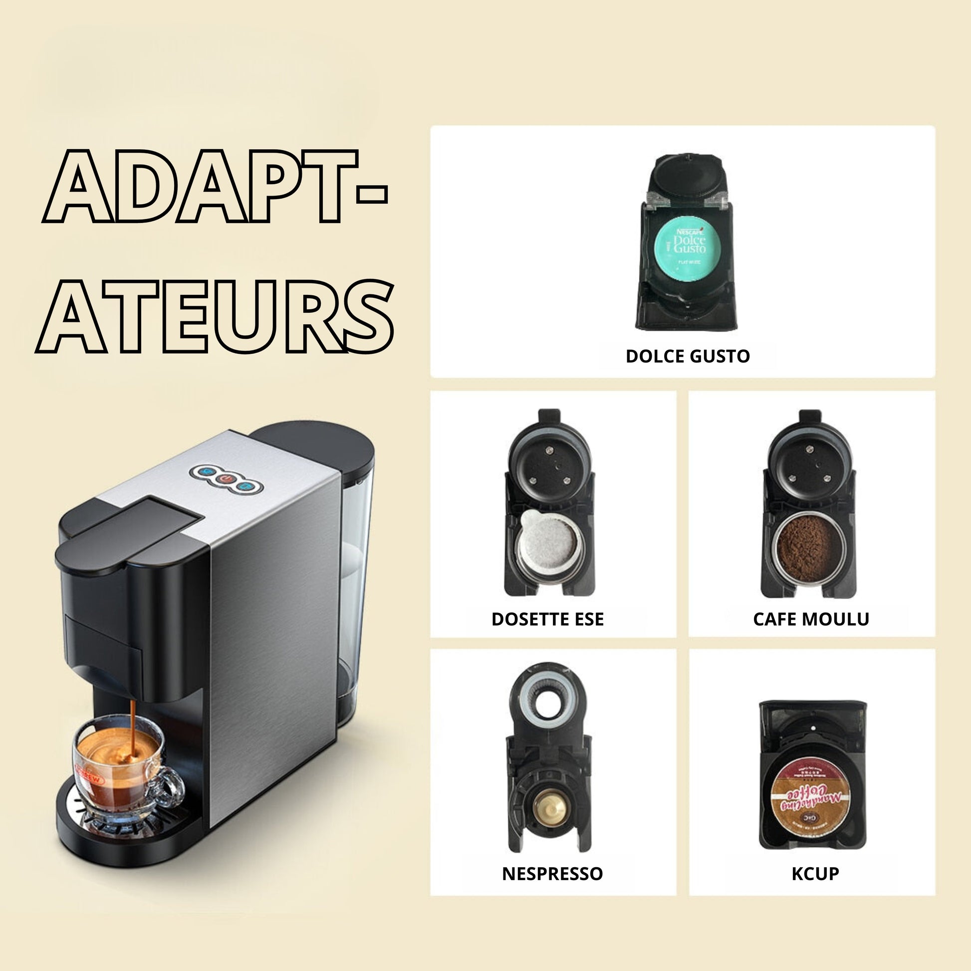 adaptateurs capsules machine cafe espresso
