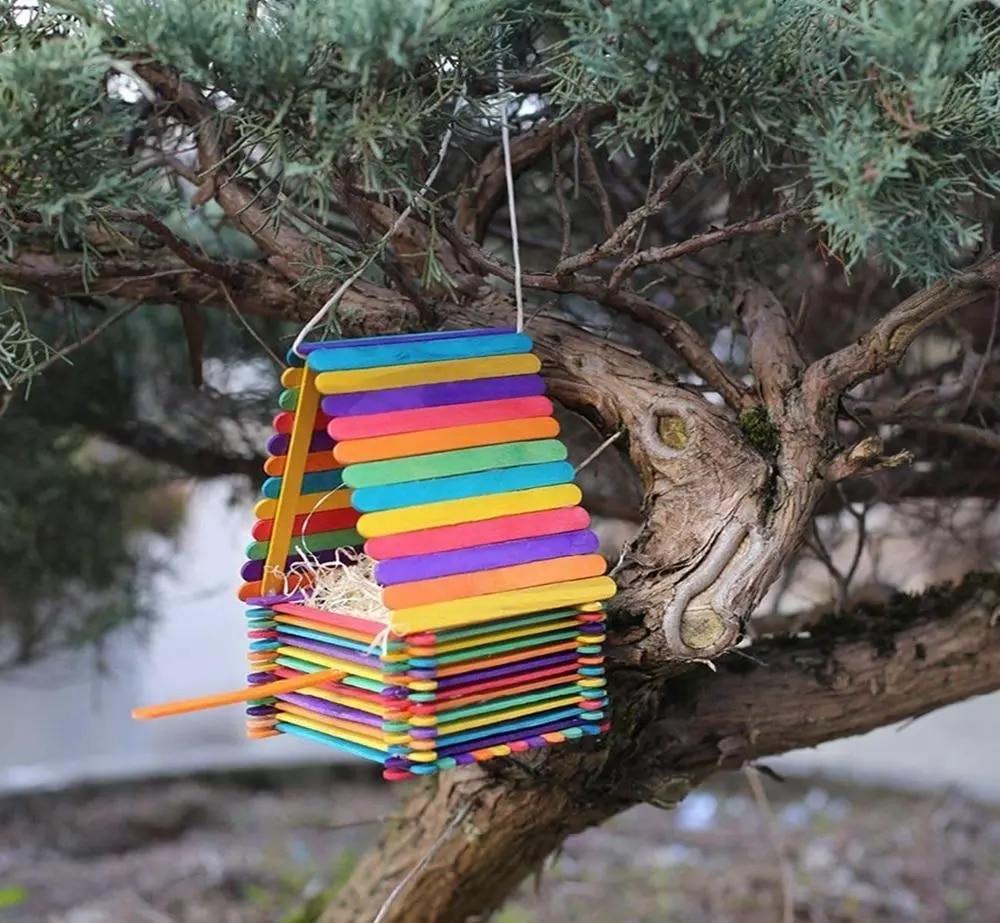 batonnets en bois multicolores decoration