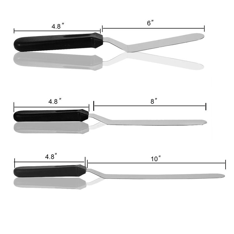 Lot 3 spatules coudées inox
