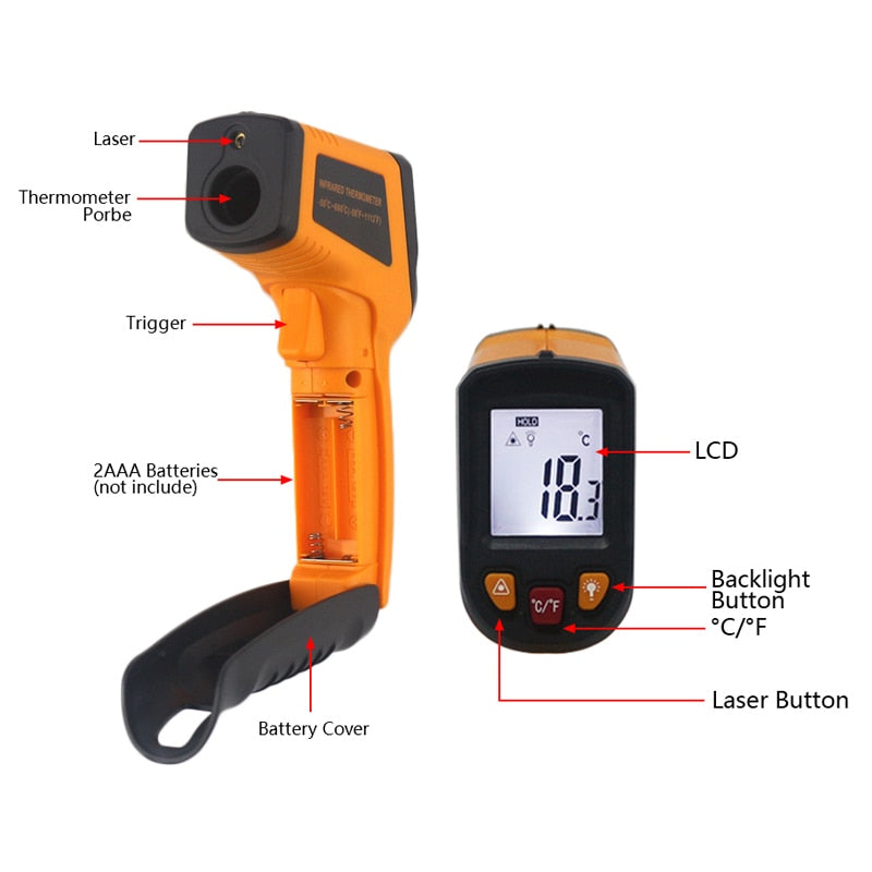 thermometre laser jaune
